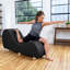Chaise longue Allisha pour étirer et se détendre, pieds en bois d'érable - similicuir-72988184