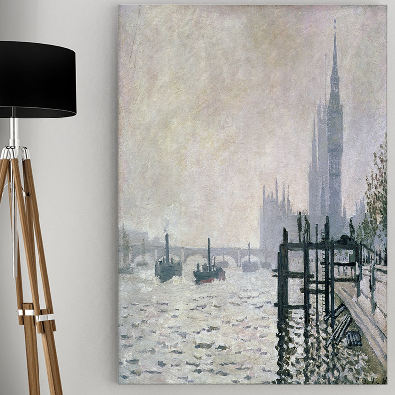 « the thames » par claude monet, reproduction d’art sur toile tendue, H 32 po x l 48 po x P 1,5 po