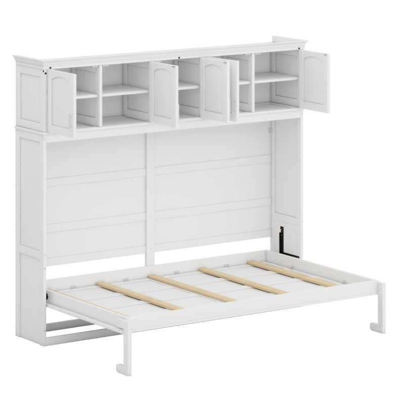 Lit escamotable mural avec armoires de rangement, Blanc