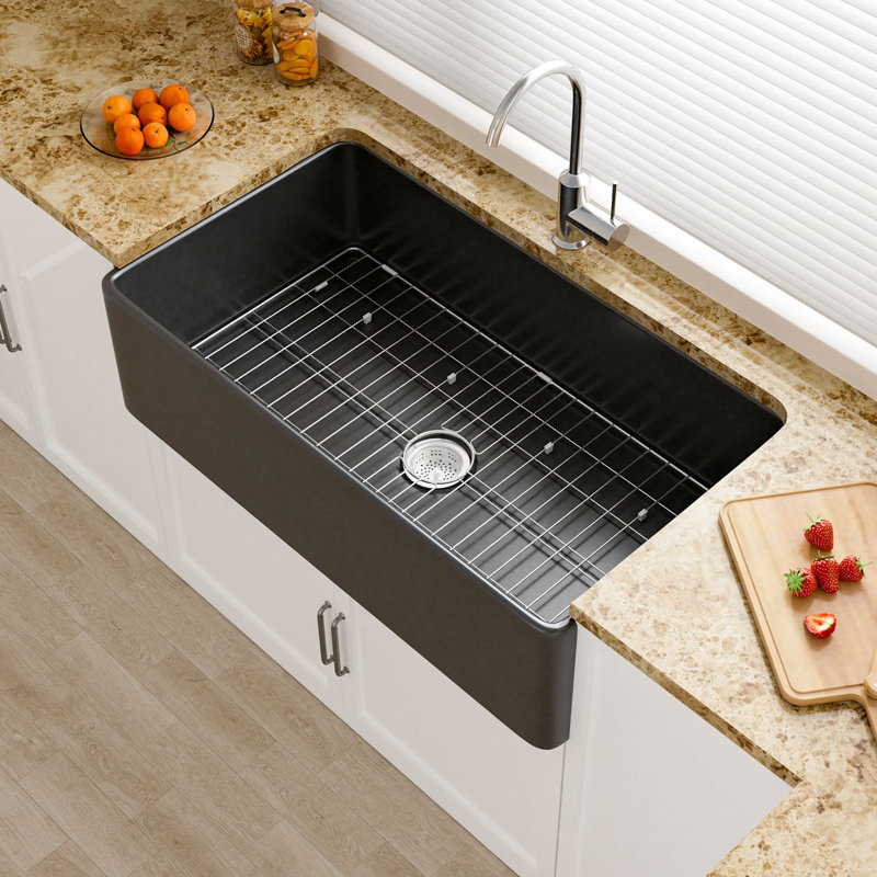 36"L x 20"W Fireclay Extra Large Apron Front Farmhouse Sink for Kitchen, Single Bowl White Farm Sink, Included 2 Custom Accessories