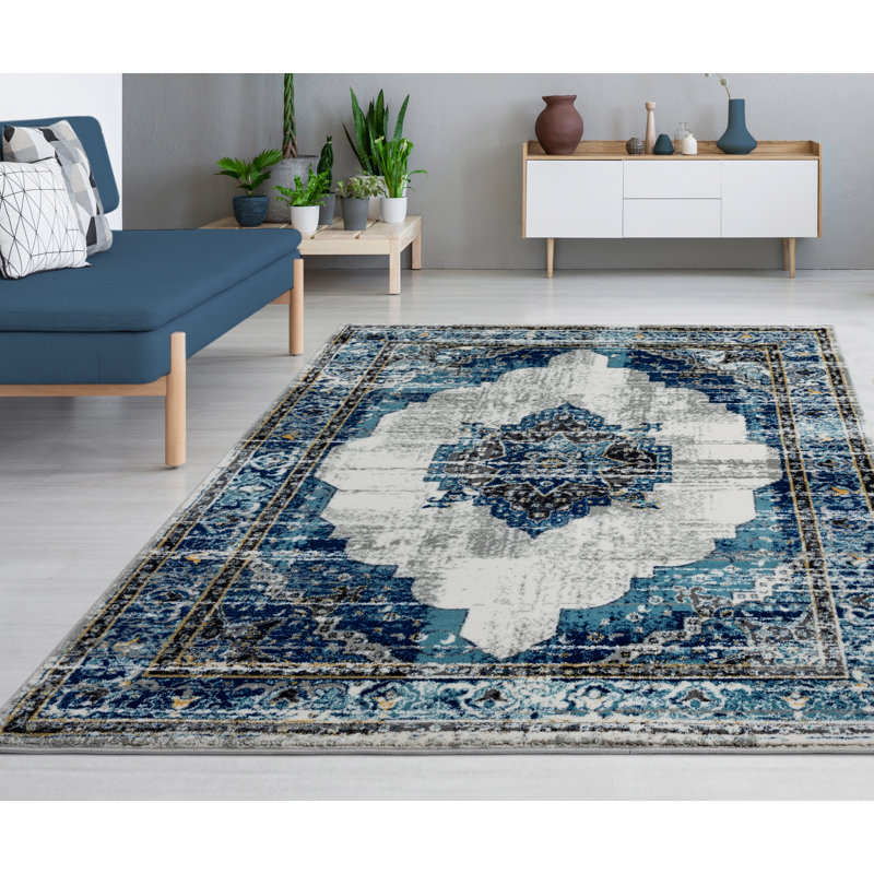 Tapis oriental bleu clinchport, Rectangle 5 pi x 7 pi