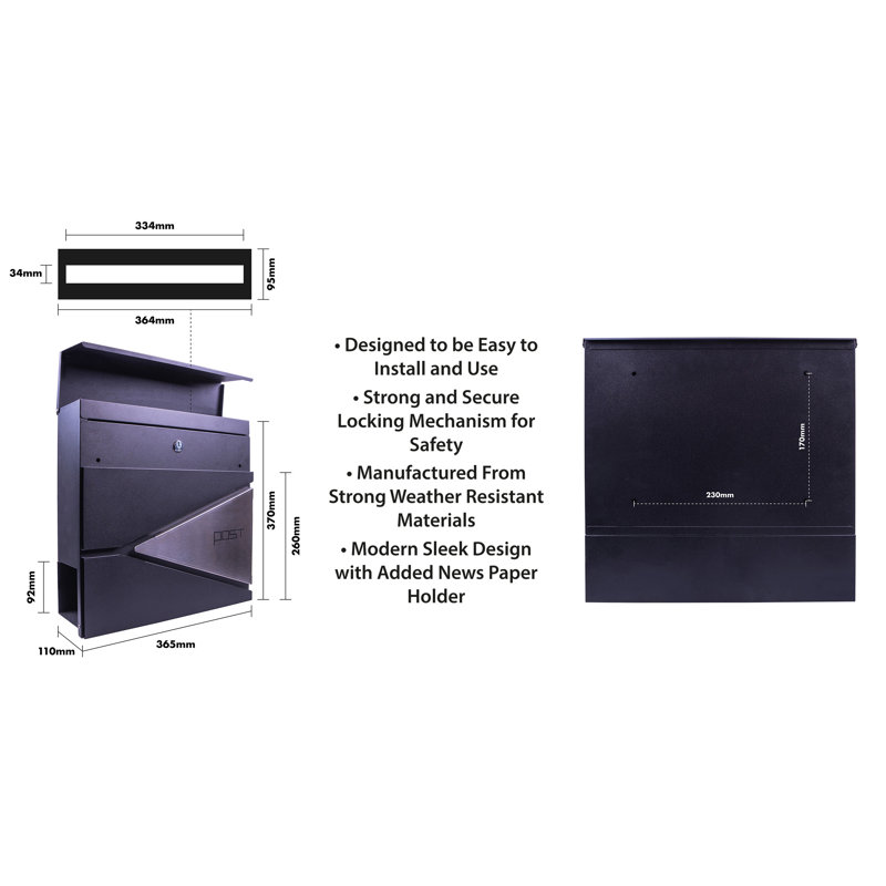Amarra Metal Wall Mounted Post Box