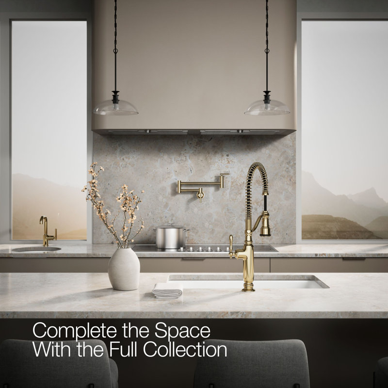 Tournant Single Handle Pull Down Kitchen Faucet, Vibrant French Gold