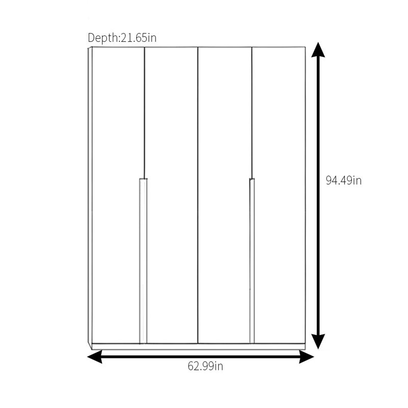 Garde-robe moderne, simple et pratique, H 94,49 po x l 62,99 po x P 21,65 po