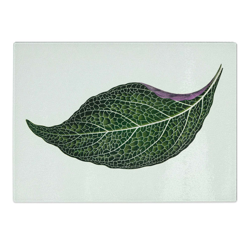 Tempered Glass Adelaster Albivenis Plant Leaf Chopping Board, 28.5 cm W x 20 cm L
