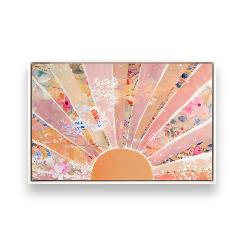 Doux soleil sur toile imprimé floral, H 24,75 po x l 36,75 po, Blanc opaque, 1