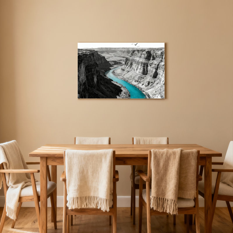 Ensemble de 1 tableau sur toile tendue représentant un paysage du canyon de la rivière Turquoise, H 12 po x l 18 po