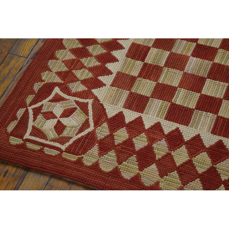 Flatweave Wool Checkered Area Rug