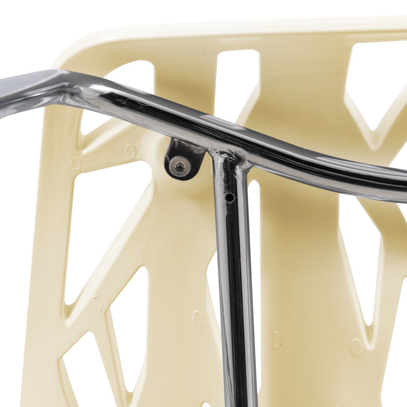 Asbury Stackable Dining Chair with Floral Cutout Back and Stainless Steel Legs – Modern Metal Side Chair for Kitchen, Dining Room, or Restaurant