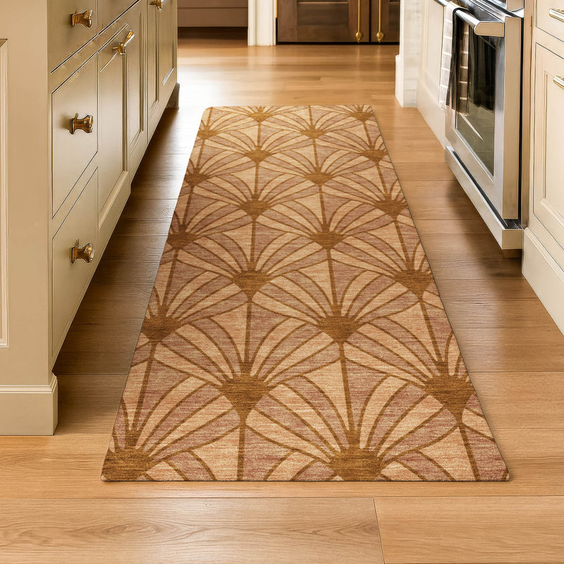 Premium Machine Washable Mayfield AMF2426 Striped Rug, 2'3" x 7'6" Runner, Paprika
