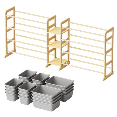 Toy Storage Organizer with 3 Shelves & 24 Bins, Kids Bookshelf Bookcase, Toy Bin Shelf for Playroom & Bedroom Organization & Decor