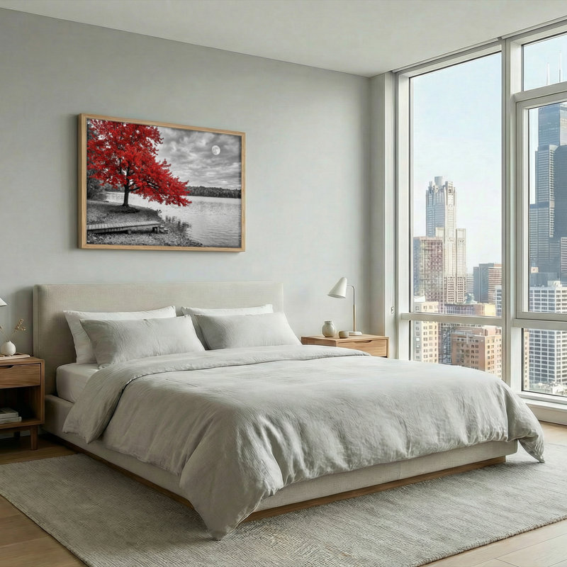 Ensemble de 1 tableau sur toile Arbre rouge, 36"H x 48"W, Natural