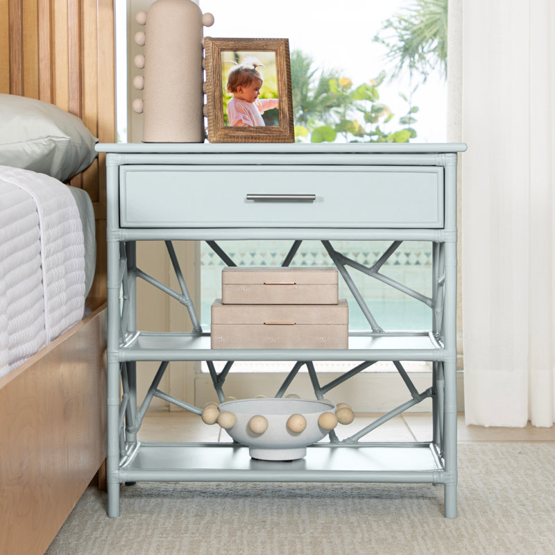 End Table with Storage, Light Blue
