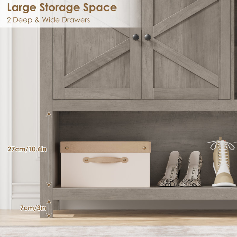 55.1" W Console Table, Entrance Cabinet With Open Shelf, Rustic Gray