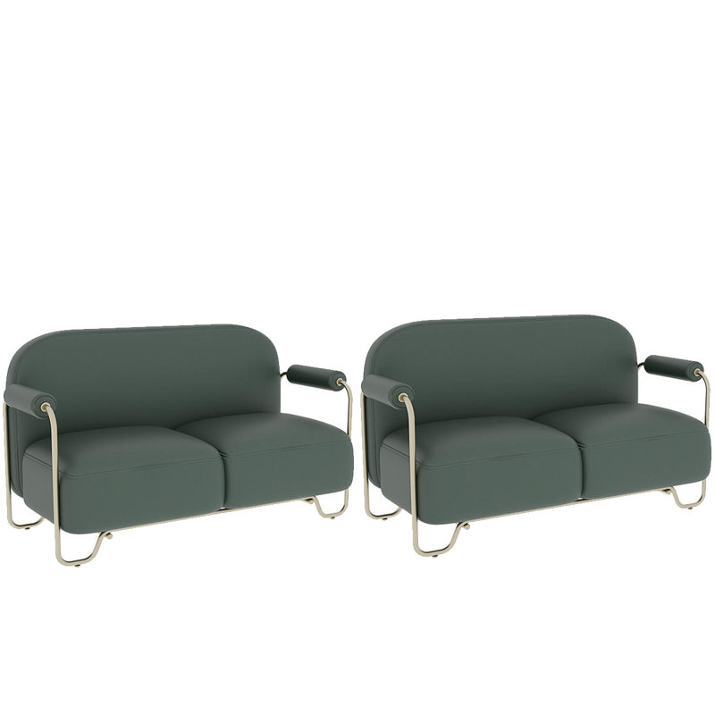 Ensemble de 2 bancs rembourrés en similicuir, Vert