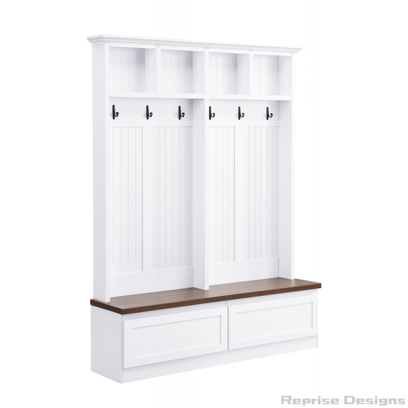 Portemanteau polyvalent avec 2 grands tiroirs Mudroom, Blanc