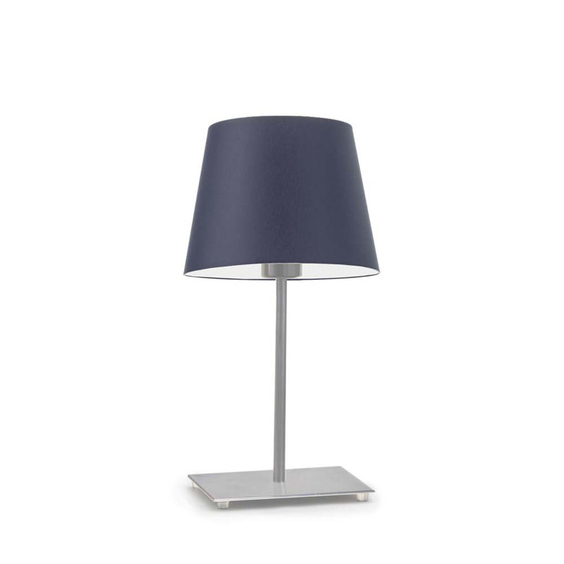 Asaun Metal Table Lamp, Brushed Steel, Navy Blue