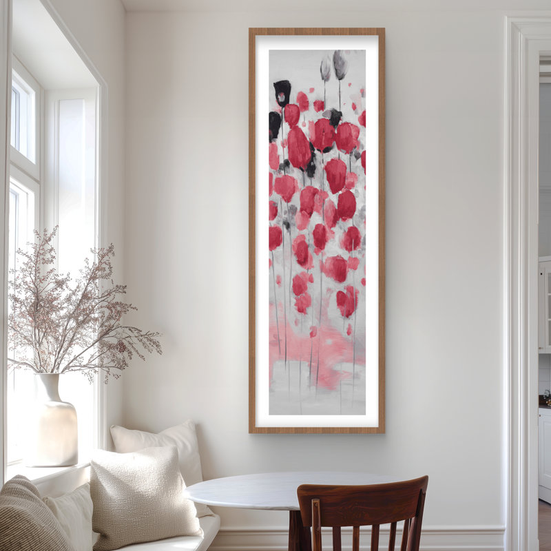 Abstrait champ de fleurs roses - formes de chambre à coucher, reproduction encadrée