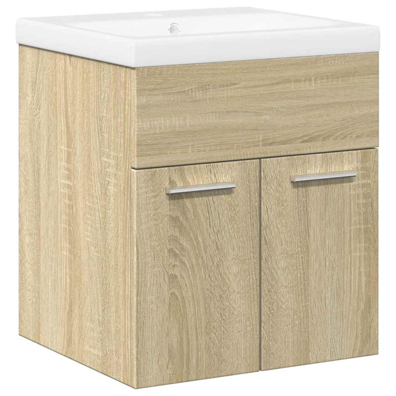 Stanisha Wall Mounted Bathroom Vanity, Sonoma Oak