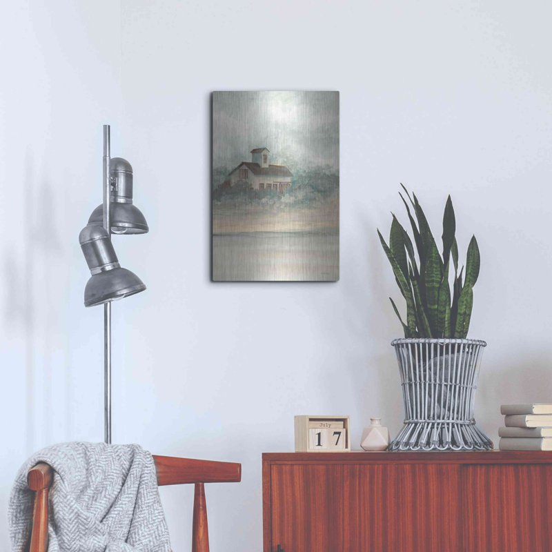 «Barn In Country I» par Cindy Jacobs, art mural en métal, 16 po x 24 po