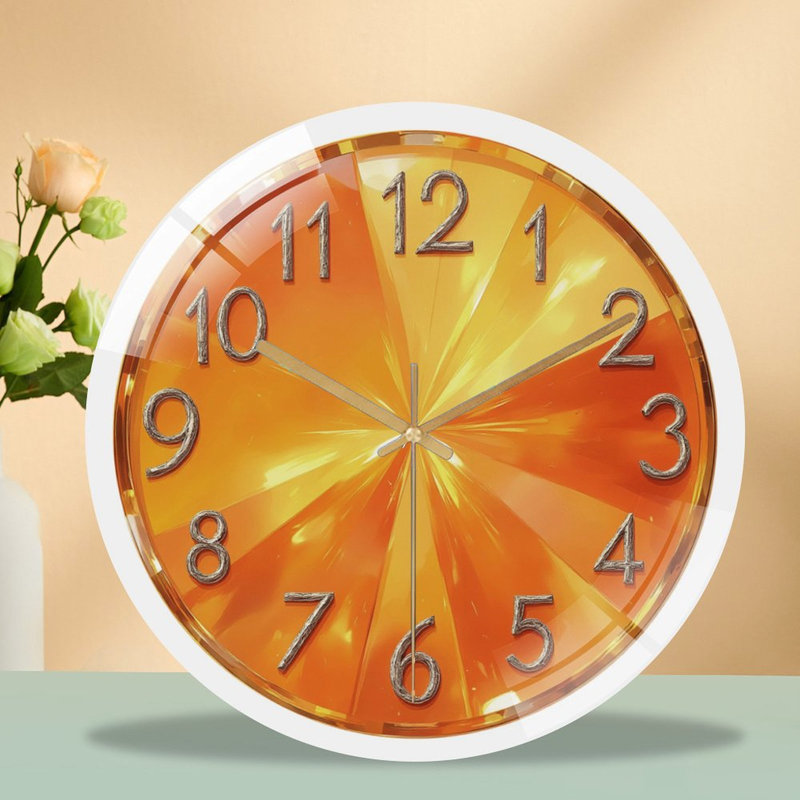 Horloge murale facettée orange