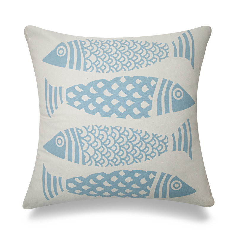 Coussin en coton Summer Side, Bleu mer