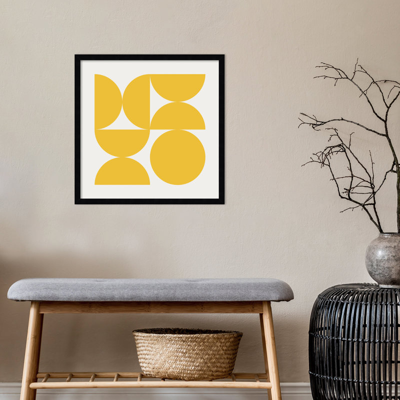 «Bold Vintage Geometric Sunshine Yellow» par The Creative Bunch Studio, reproduction d'art encadrée, Noir, H 21 po x l 21 po