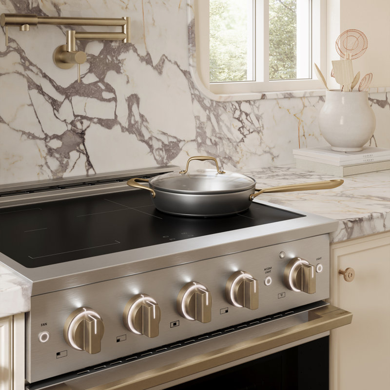 ZLINE Autograph 30 in. Marino Induction Range with 4 Element Cooktop and Champagne Bronze Accents