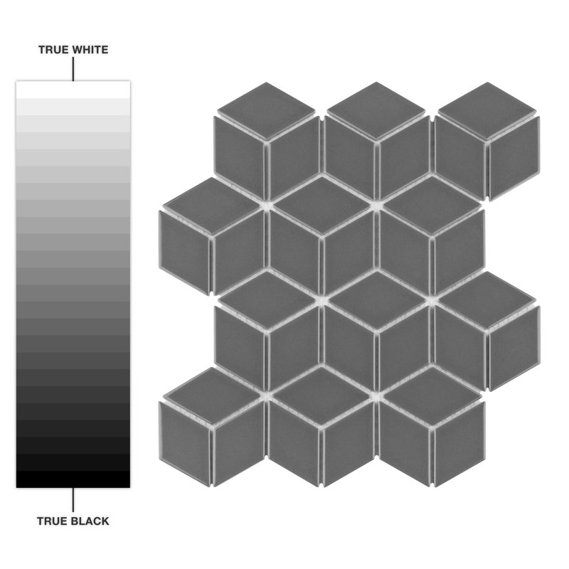 Metro Rhombus 10-1/2 " x 12-1/8 " Porcelain Mosaic Floor & Wall Tile, Glossy Gray