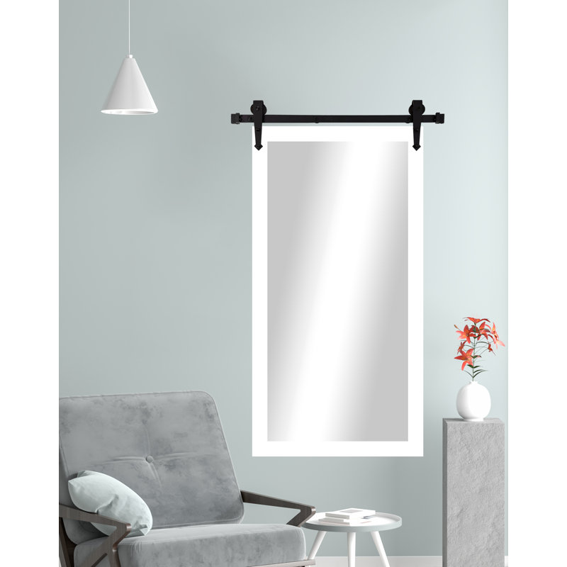 Neace Flat Wall Mirror, Satin White, 45" H x 30" W