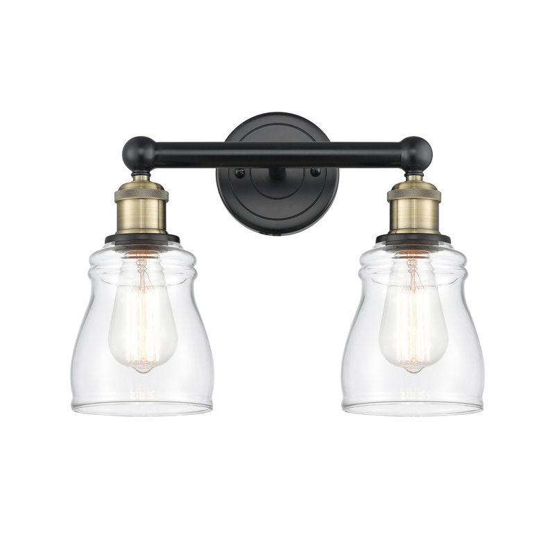 Éclairage pour meuble-lavabo à 2 lumières, Transparent, Laiton antique noir