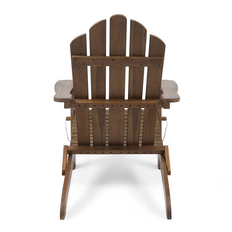 Chaise Adirondack pliable en bois massif Lilwenn, Brun foncé