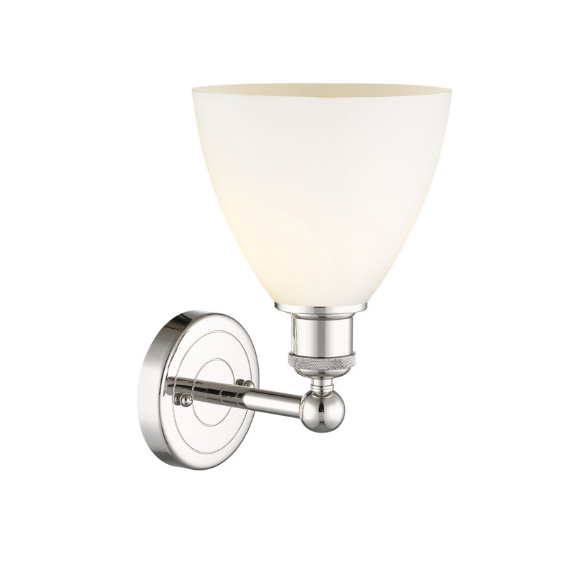 Carmichaels Armed Sconce, Matte White, Polished Nickel