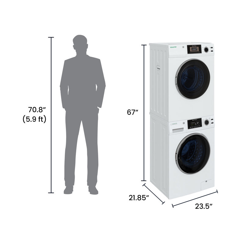  Equator Laundry Set 110V ONE OUTLET 15 Lb Washer 1.62cf+13Lb Vented Dryer 3.1cf, White