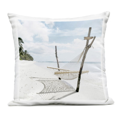 Beachside Idyll Scene Outdoor Printed Pillow, design by Noah Bay