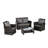 4 Pieces Outdoor Patio Chair : Long-Lasting Furniture With Water- Fabric & Tempered Glass Table For Lawn Stylish 4 : All-Weather Cushions-259468426