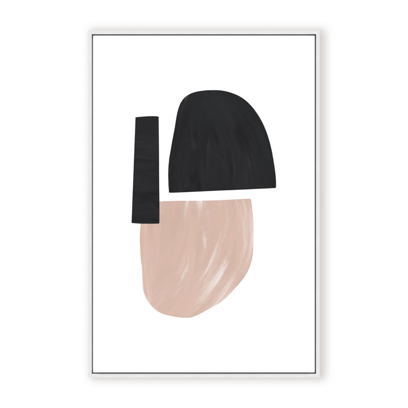Black and Nude Abstract Shapes by Uplusmestudio - Picture Frame Painting on Paper, 24" H x 16" W x 1.125" D, Framed Print