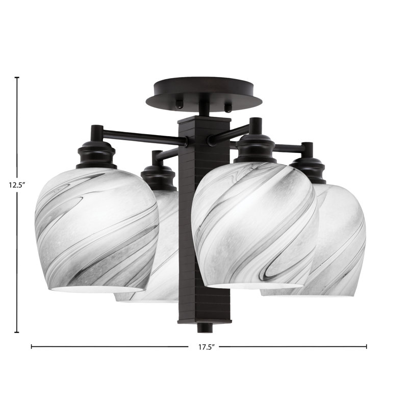 Edge 4 lumières semi-encastrées montrées avec verre tourbillon onyx 6 ", Espresso