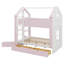 Lit superposé avec tiroirs et étagères de rangement, lit superposé moderne bicolore en bois avec bande lumineuse.-1112975769