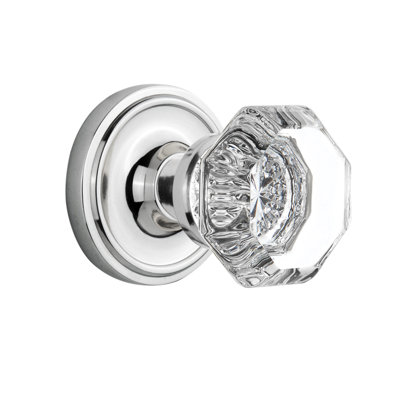 Clear Crystal Waldorf Interior Mortise Door Knob with Classic Rosette