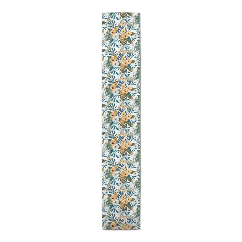 Chemin de table floral, Blanc, L 90 po x l 16 po