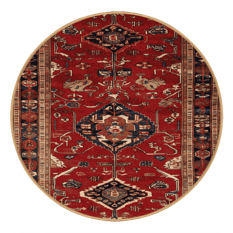 Tapis brun lavable à la machine, Rond 5 pi