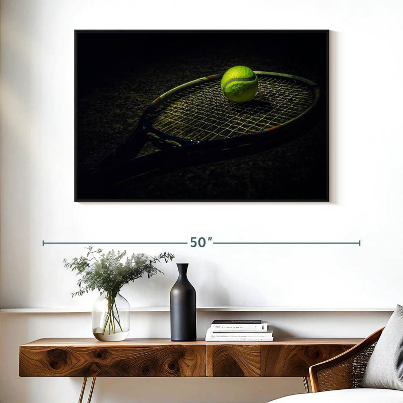 Tennis contemporain, Cadre flottant noir, 40 po x 27 po