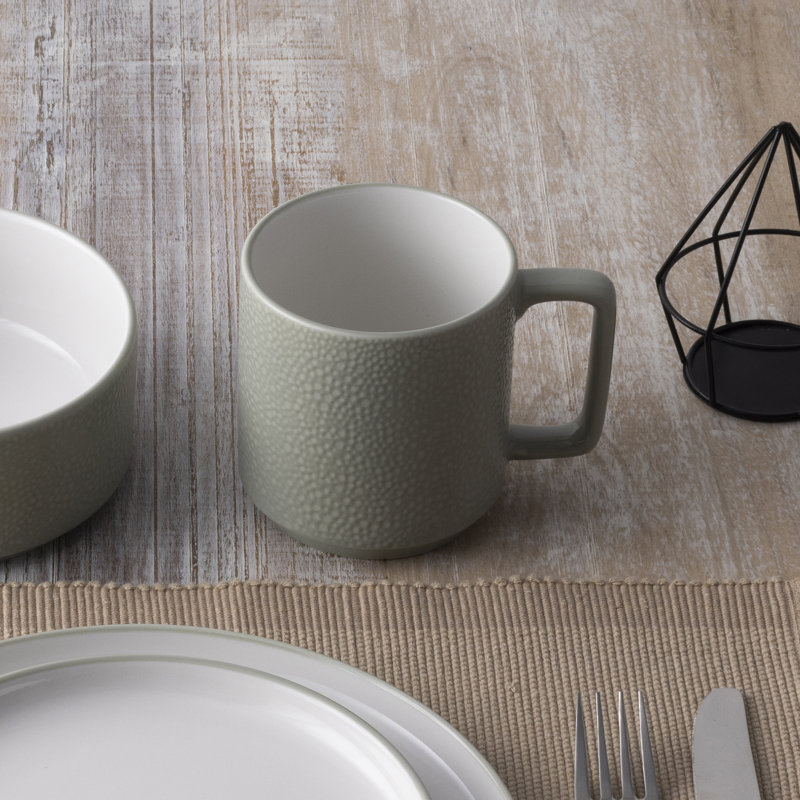 Sage Ceramic Microwave Safe 16 Oz Mugs, Set of 4