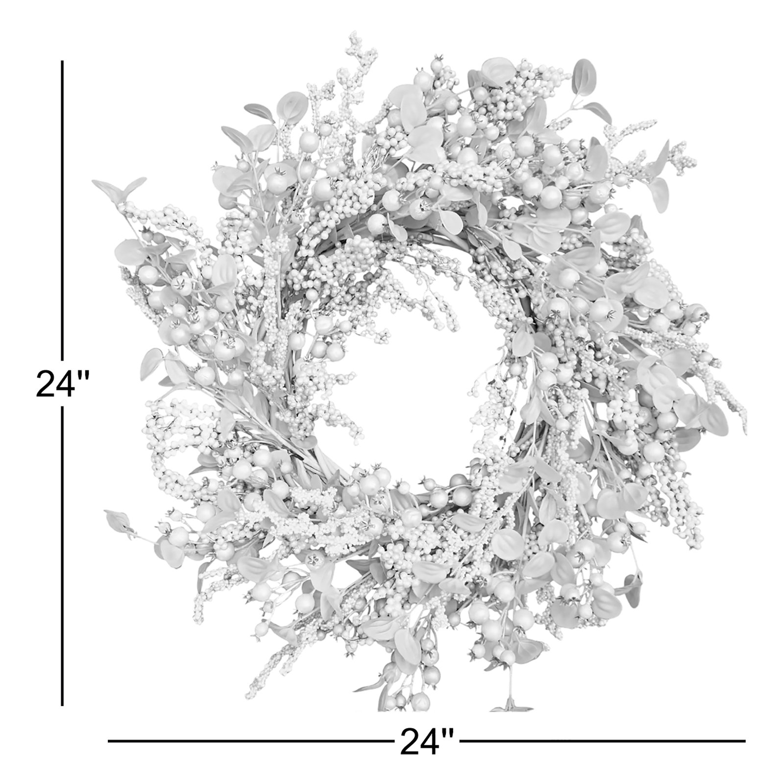 24" Artificial Farmhouse Berry Blossoms Cluster Christmas Day Winter Wreath For Front Door