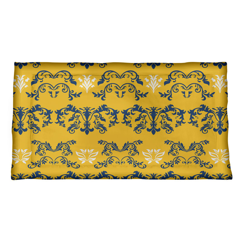Football Baroque Pattern Pillow Sham, Polyester, Standard, Yellow/Blue/White