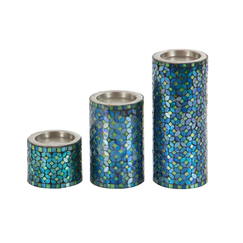 Ensemble de chandelles de table en métal, Bleu/vert/noir