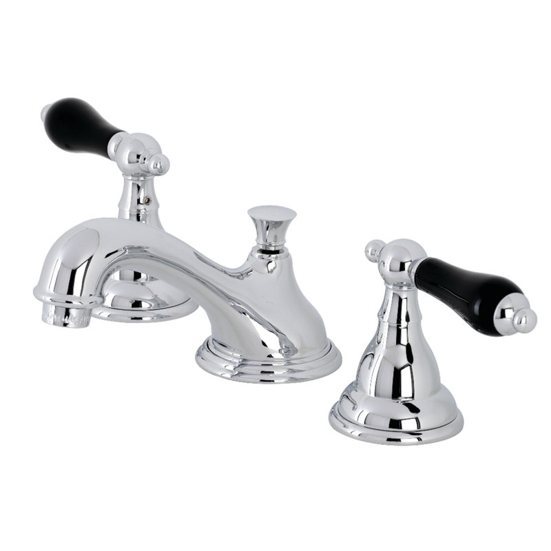 Kingston Brass Duchess Two-Handle 3-Hole Deck Mount Widespread Bathroom Faucet with Brass Pop-Up Drain, Polished Chrome