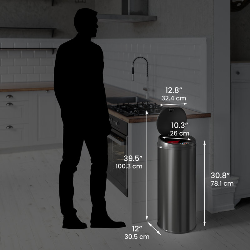 Motion Sensor Trash Can, Black