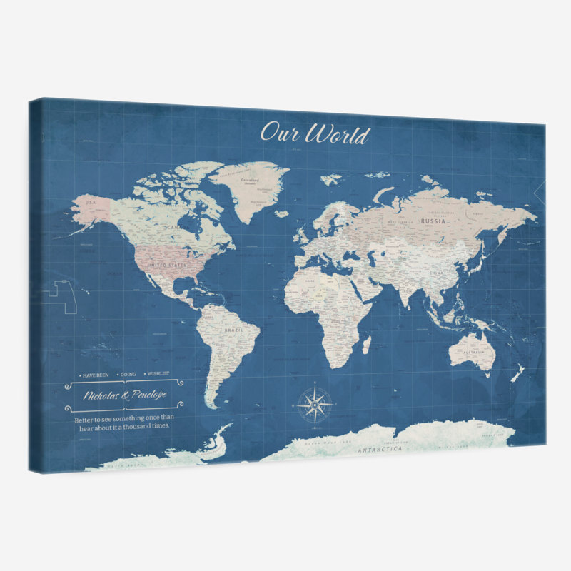 Carte du monde personnalisable Our World V, H 16 po x l 24 po, Oui